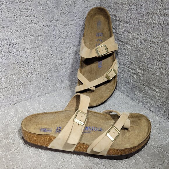 Birkenstock Mayari Size EU37 US L6M4 Natural leather Nubuck Soft Footbed Sandals - Picture 7 of 14
